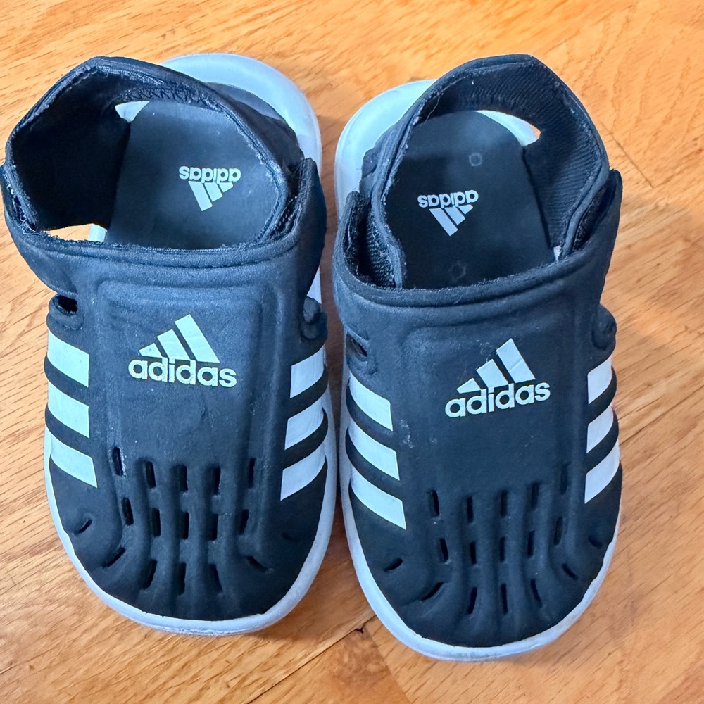 Adidas Kids Black and White Sandals